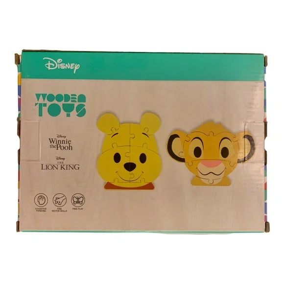 Disney Wooden Puzzles Winnie the Pooh & Simba Lion King 2-Pack Toddler Lot NIB - Picture 6 of 7